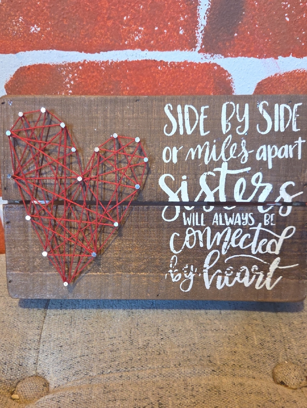 ✨️ Custom Made String-Art Heart Wood Sign ✨️